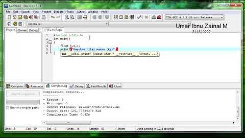Menghitung rumus Energy (E=mc²) | Bahasa C