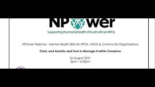 NPOwer Webinar - Anxiety and Panic (26 August 2021)