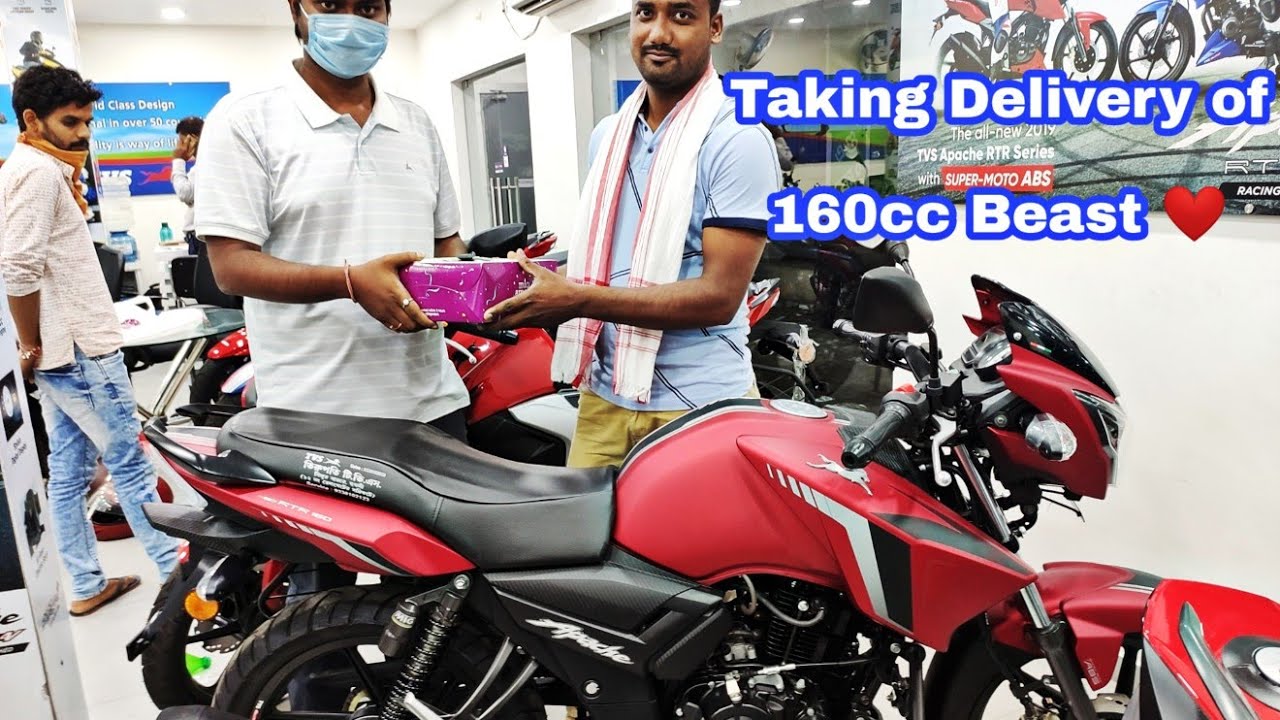 Taking Delivery Of Tvs Apache Rtr 160 2v Bs6 Model Matte Red Colour Youtube