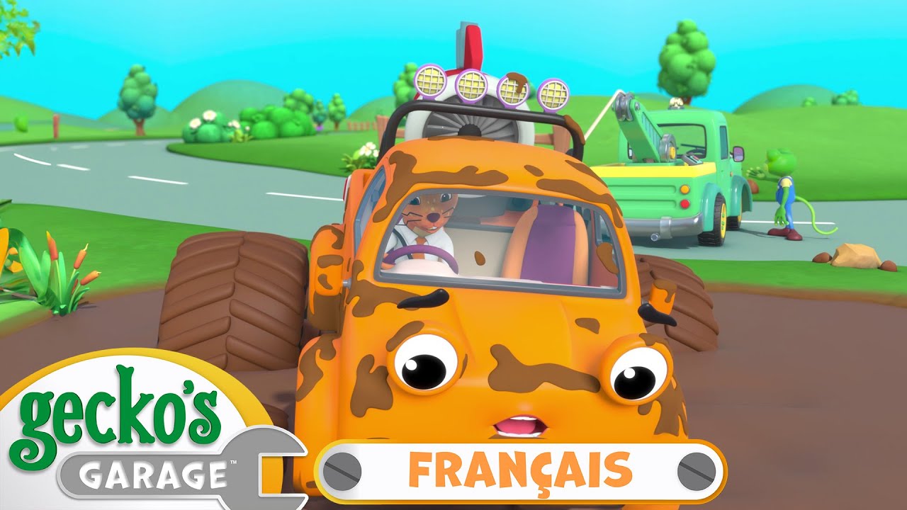 Coincé dans la boue | Le Garage de Gecko｜Camions pour enfants