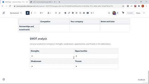 Atlassian Confluence Masterclass 2020 Lecture 27   Page Blueprints Competitive Analysis Template
