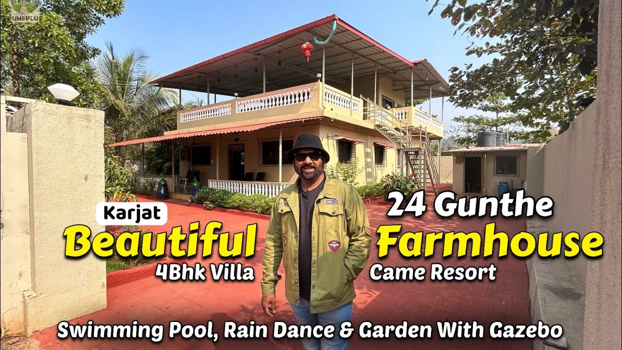 Beautifull Farmhouse / Resort with 4Bhk Villa, Swimming pool, Rain Dance, Landscaped Garden, Karjat.