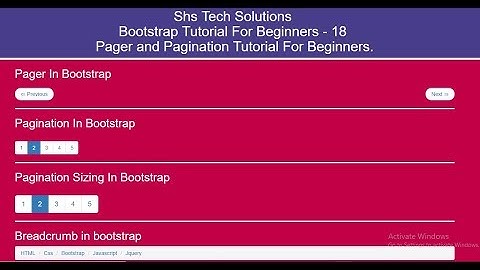 Bootstrap Tutorial For Beginners-18 | Bootstrap Pager and Pagination Tutorial | Bootstrap Breadcrumb