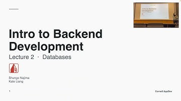 Intro to Backend Development: Lecture 2 - Databases