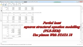 Partial least squares structural equation modelling (PLS-SEM) Use plssem With STATA 18