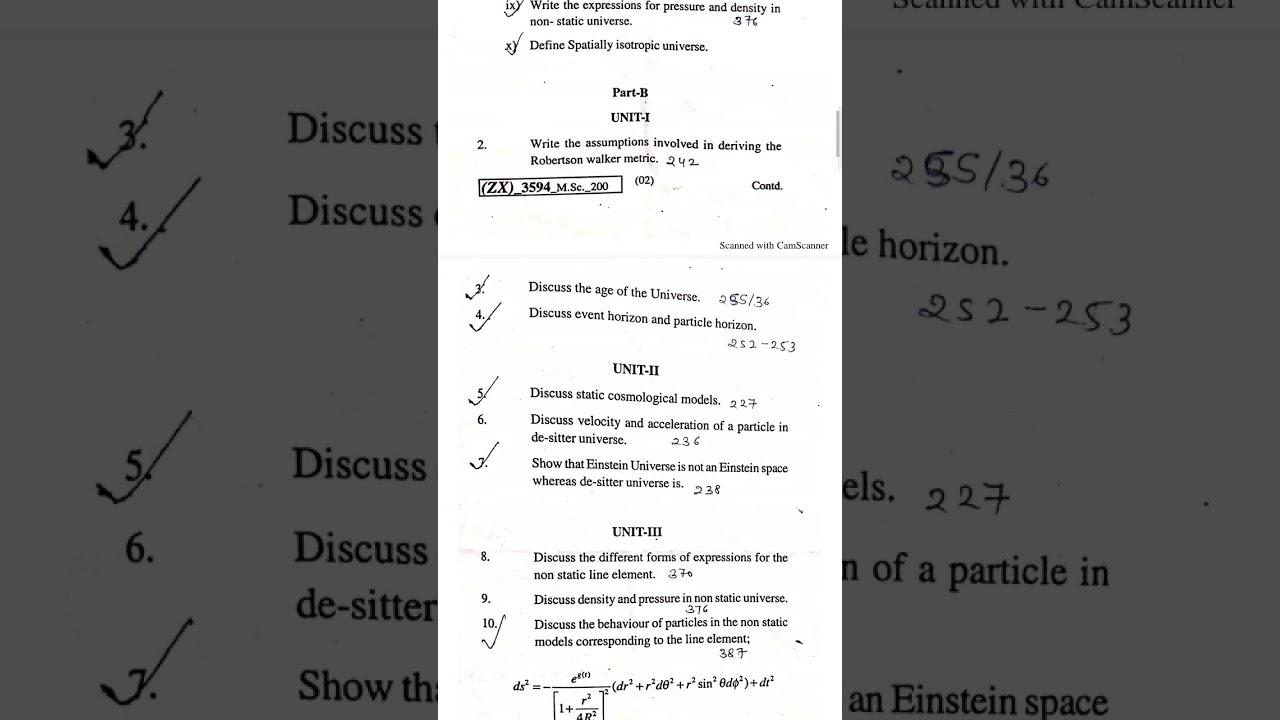 Cosmology paper 2019 M.SC MATHEMATICS SEM-4 MDSU AJMER 