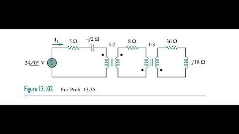 Use the concept of reflected impedance to find the input impedance and current , in Fig. 13.102 belo