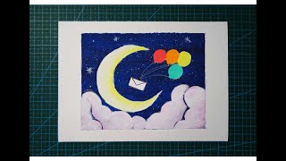 Balloons Flying In the Night Sky| Acrylic Painting #09| #Shorts