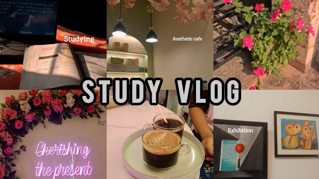 ☀️A productive  Study Vlog 💗☀️ |Aesthetic Cafe 🪷| studying 📚| Calm vibes ✨| Painting 🎨