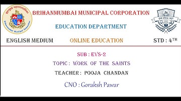 BMC Edu English Std 4 - EVS 2 - Work of the Saints