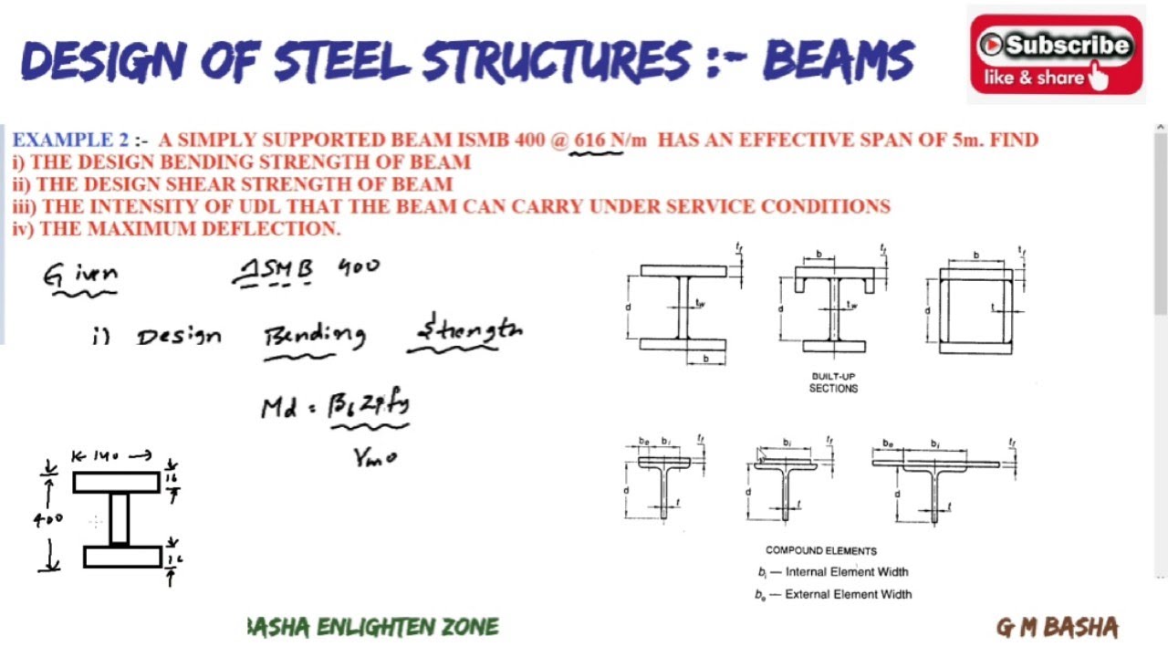 Ex 2 :- Design Of Beams II Steel structures II G M Basha - YouTube