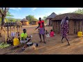 African village lifecooking village food tamarind porridge  and corn for breakfast