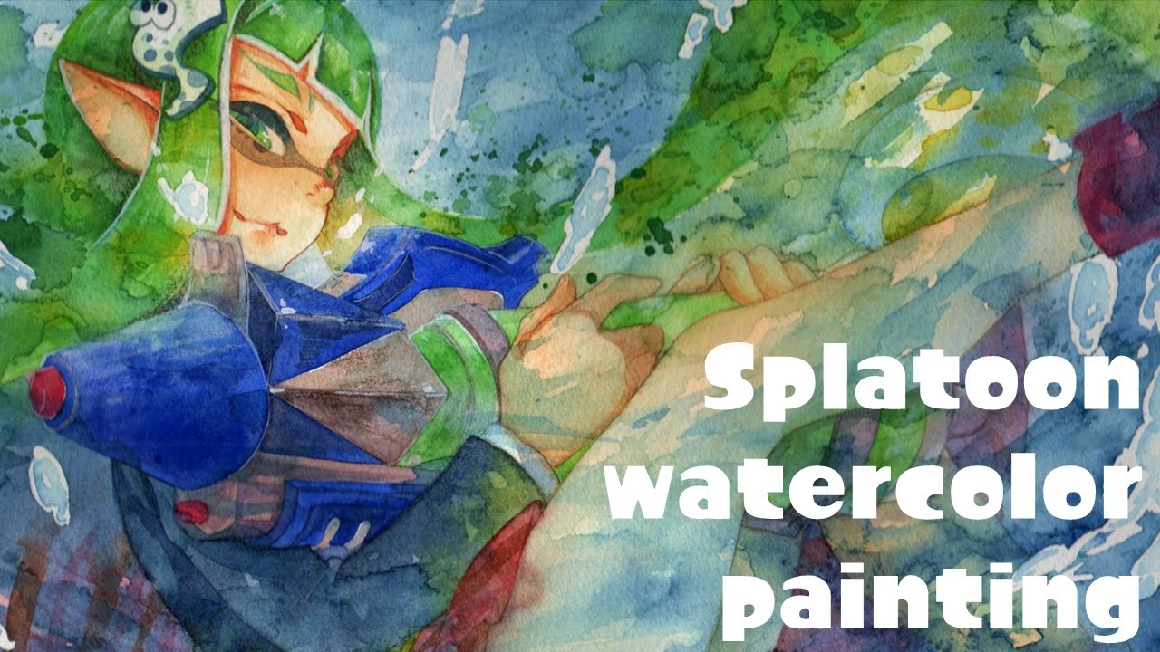 スプラトゥーンsplatoon 水没イカちゃん 透明水彩 Watercolor Youtube