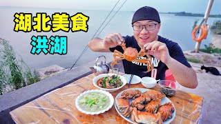 湖北洪湖美食，清蒸大闸蟹，豆皮热干面，阿星吃菱角莲子全藕宴Hairy crab and lotus root feast in Honghu, Hubei