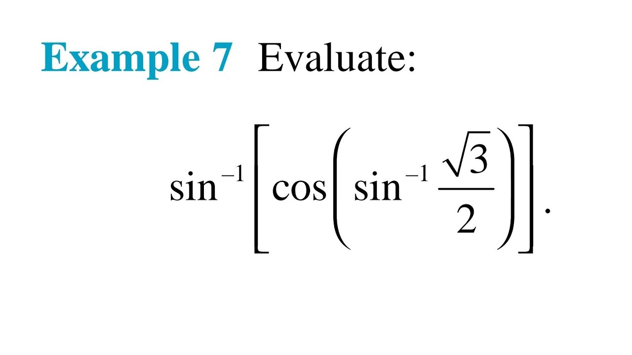 Example 7 Evaluate: sin^-1 [ cos sin^-1(- square root 3/2)] | sin^(-1 ...