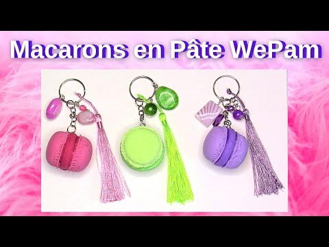 Porte clés en pâte fimo donut bleu pastel et vermicelles avec perles  nacrées -  France