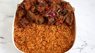 PERFECT JOLLOF RICE WITH PEPPERED BEEF