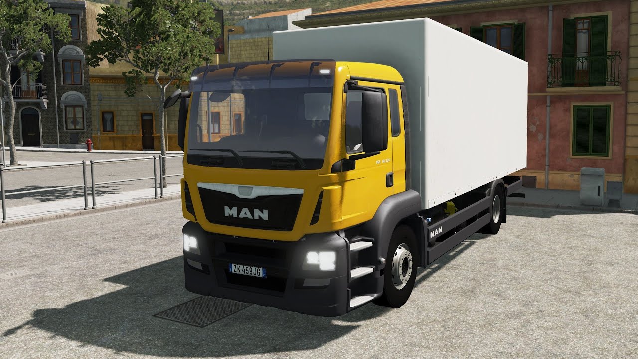 BeamNG.drive - MAN TGS EURO 6 18.320 4X2 Cargo Box - Car Show Test Drive Crash . 4K 60fps.