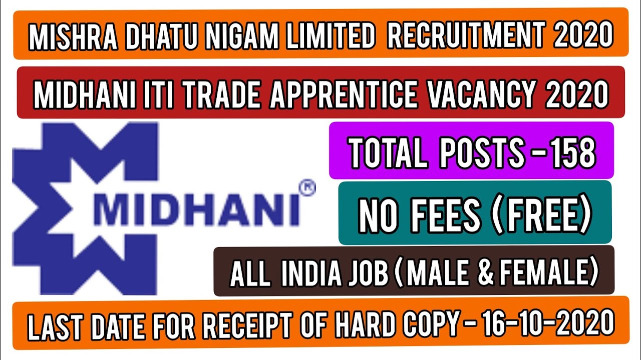 MISHRA DHATU NIGAM LIMITED RECRUITMENT 2020