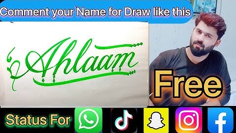 Ahlaam Name Signature Calligraphy Status | How to Cursive write with cut Marker #ahlaam @ahlaam