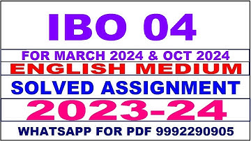 ibo 04 solved assignment 2023-24 | ibo 4 solved assignment in english 2024 | ibo 4 2024