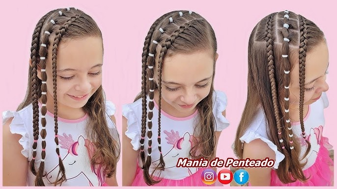 Penteado Infantil Lateral com Ligas para Cabelo Curto