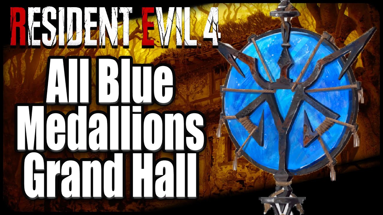 All Blue Medallions in Grand Hall Resident Evil 4 Remake YouTube