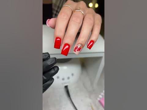 Коррекция ногтей/ осенний красный маникюр 😍 четкий квадрат. объемный ...