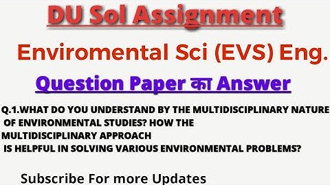 DU SOL Assignment | Answer of EVS English |Question paper Downlaod | Sol assignment kaise banaye