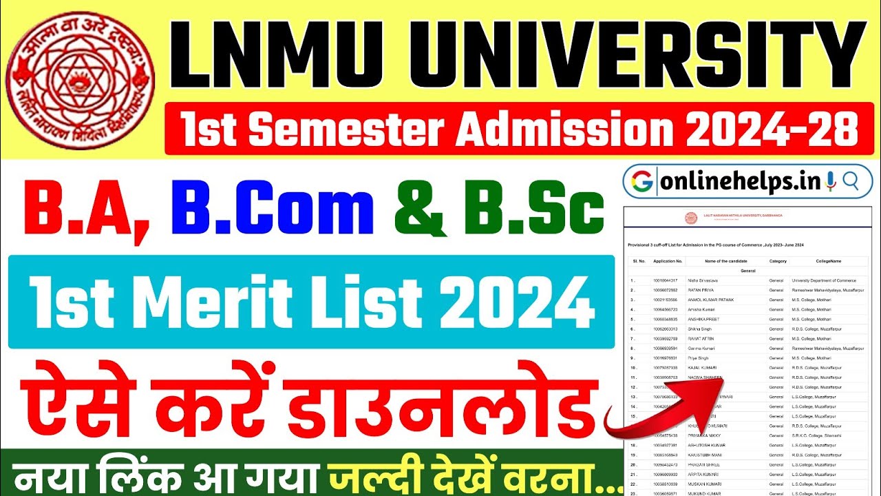 LNMU UG 1st Merit List 2024 Kaise Download Kare | Lnmu ug 1st merit ...