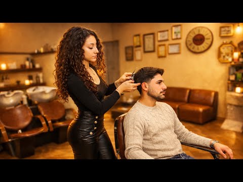 ASMR ITALIAN BARBER LADY IRIS The Sound Of The Scissors 
