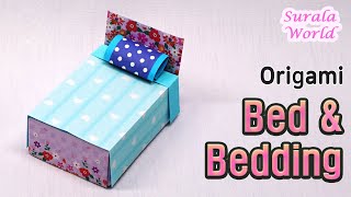 Origami - Bed & Bedding (Bed, Cover, Pillow)   DIY,  Tutorial, How to