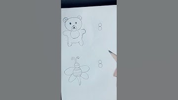 tập vẽ mỗi ngày , vẽ cá gấu ong chuồn chuồn từ số 8 . #draw #fish #bee #bear #Dragonfly