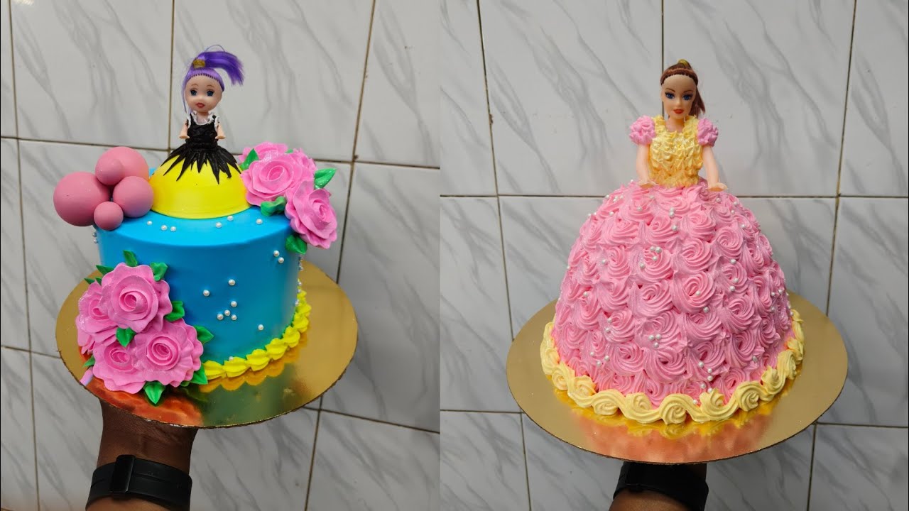 2 + beautiful barbie doll 🎎 cake design | barbie doll cake tutorial easy decoration | birthday girl 