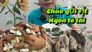 #mukbang ăn cháo gỏi vịt trong ngày mưa