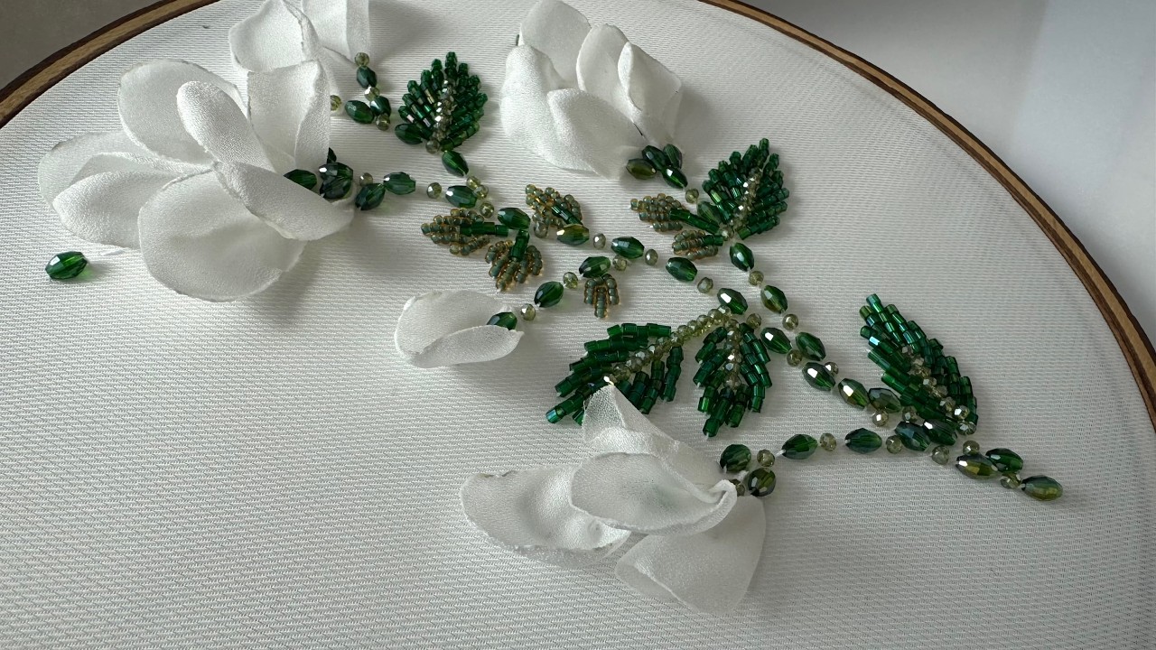 How to Make 3D Flowers with Silk Fabric and Professional Bead Embroidery