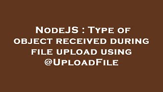 NodeJS : Type of object received during file upload using @UploadFile