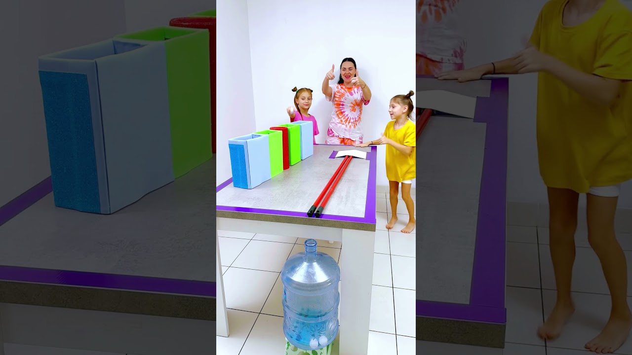 Get into a giant bottle challenge #shorts Eva Alisa Family Shorts 