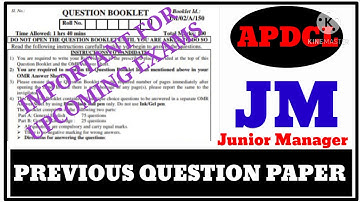 APDCL Previous Question Paper in Junior Manager // APDCL JM Exam Previous Question Paper//JM Paper//