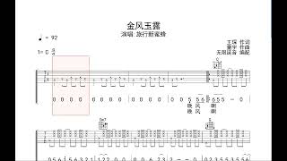 金风玉露   旅行新蜜蜂 动态吉他谱+歌词 弹唱伴奏谱TAB 六线谱