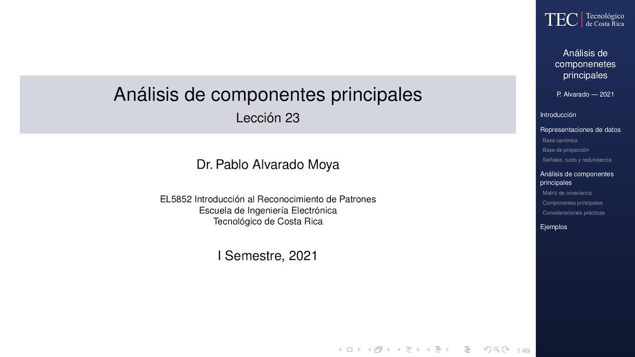 EL5857 Lección 23: PCA