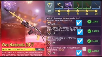 Kill 50 Enemies In Hacienda Use Lethal Equipment 10 Times Kill 5 Enemies With Headshots Win ||CODM||