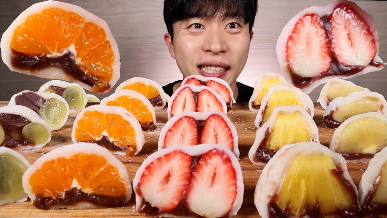과즙이 퐝퐝 !!! 알록달록 상큼한 과일모찌 먹방ㆍ딸기 샤인머스켓 귤 파인애플 키위 다 모아 !!!ASMR MUKBANG fruit mochi EATING SHOW