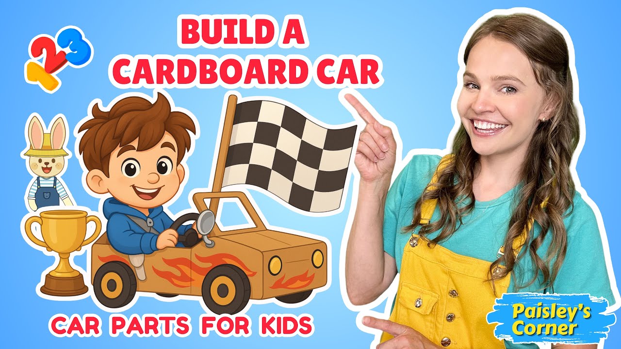 Build a Car with Silly Ms Lily! 🚗 Cardboard Box Car + Learn Car Parts for Kids - Toddler Learning