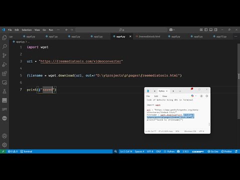 Python 3 wget Library Script to Download HTML Source Code of Website Using URL in Terminal