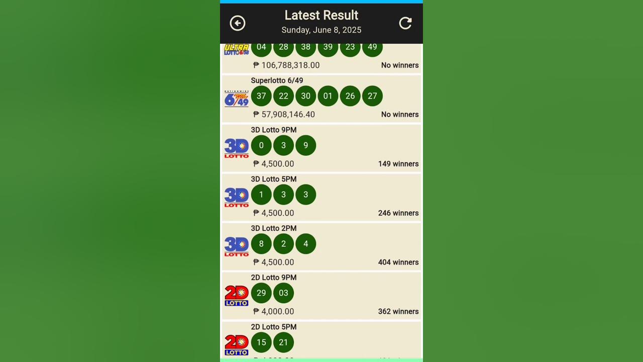 9pm lotto result today June 8,2025 all draw result#shortvideo #lottoresulttoday