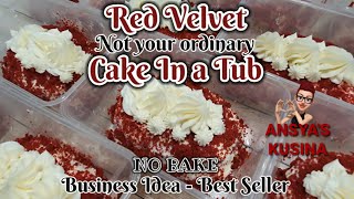 NO BAKE super moist RED VELVET CAKE in a Tub | Pang Negosyo with Costing | Business Idea