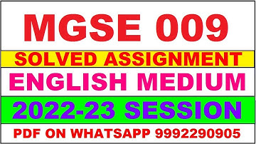 mgse 9 solved assignment 2022-23 | mgse 9 solved assignment in english 2022-2023 | mgse 9 2023