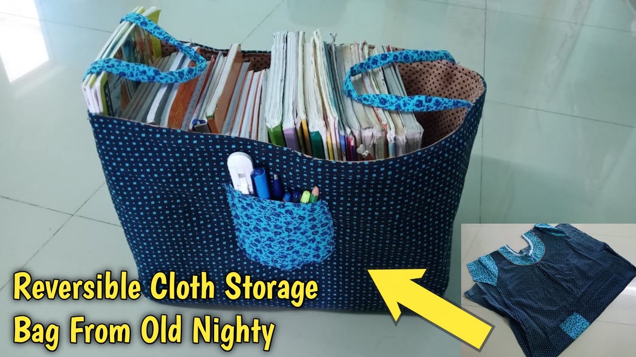 DIY Storage Bag Stitching With Old Nighty/Chudidhar l Reversible Cloth