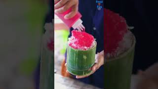 Thai Dessert  Shaved Ice in a Bamboo Bowl #food #thaidessert #icecreamlover #shortsvideo #thailand